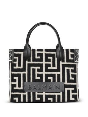 Balmain Black and White Geometric Logo Tote